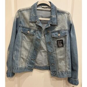 ADORE‎ DENIM JACKET WITH Painted Scene On The Back Of The Jacket Sz M